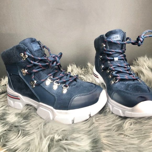 Tommy Hilfiger Logo Lace-Up Sneakers Boots - Picture 1 of 5